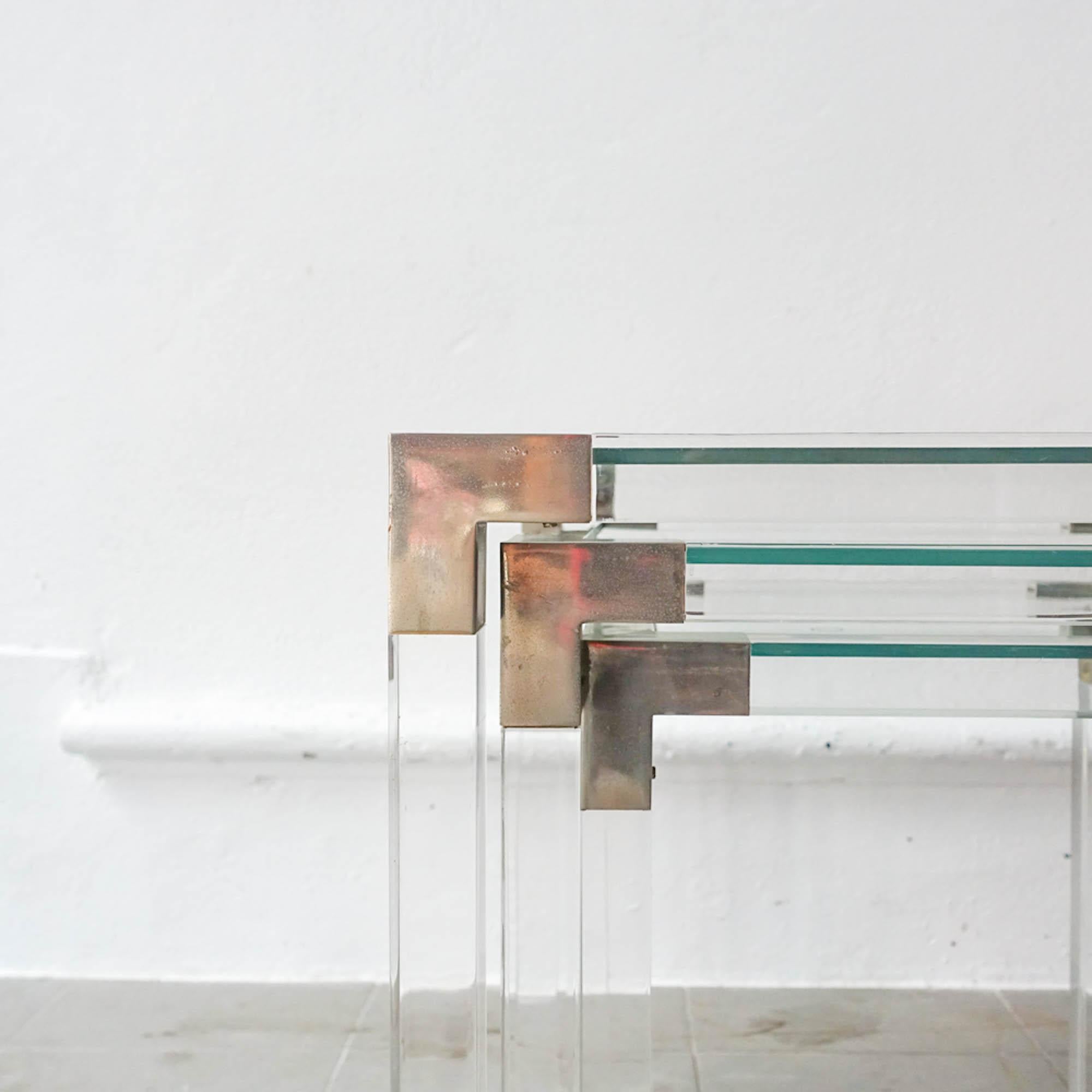 Set of 3 Lucite Nesting Tables, France, 1970's 6