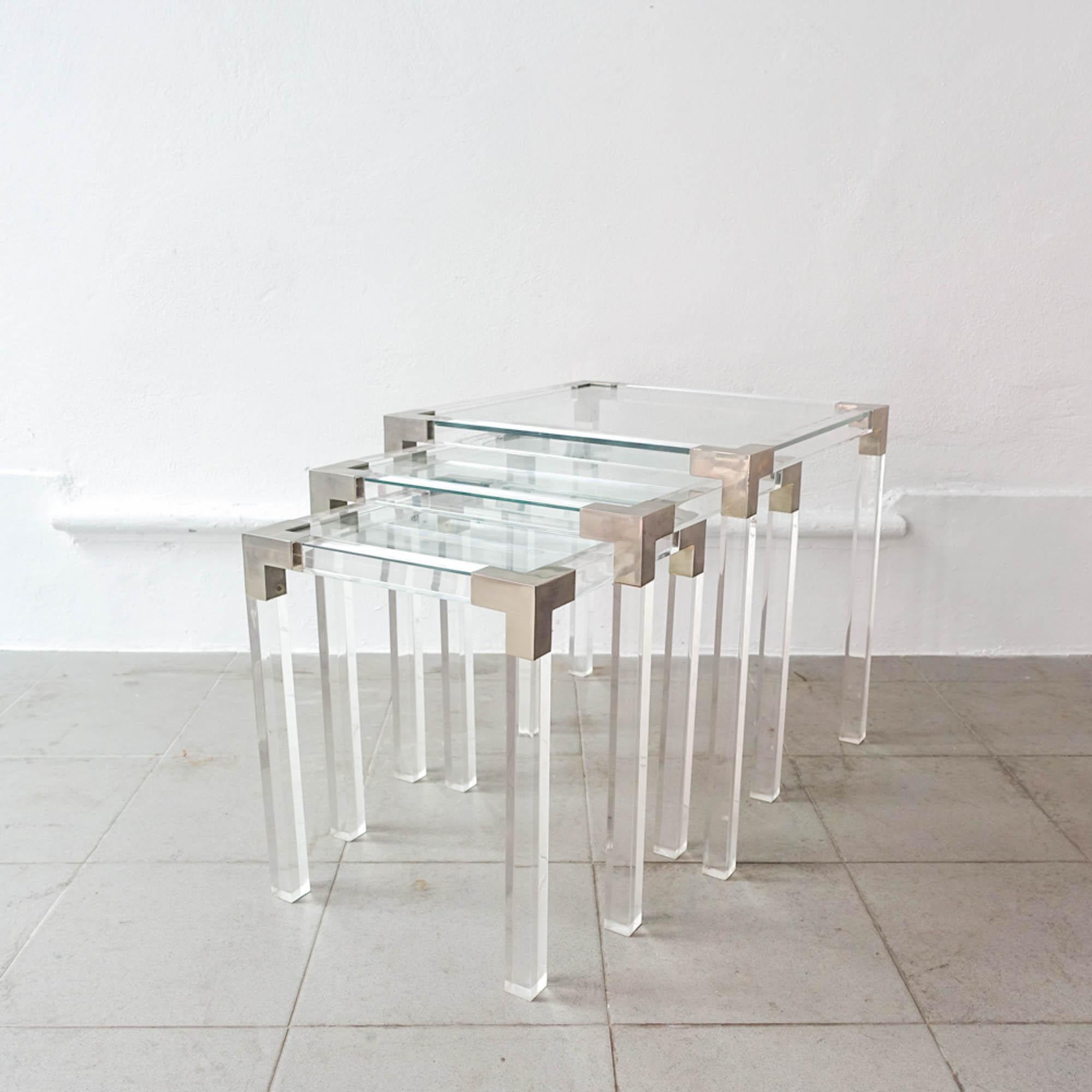 Late 20th Century Set of 3 Lucite Nesting Tables, France, 1970's