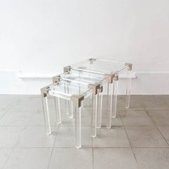 Set of 3 Lucite Nesting Tables, France, 1970's