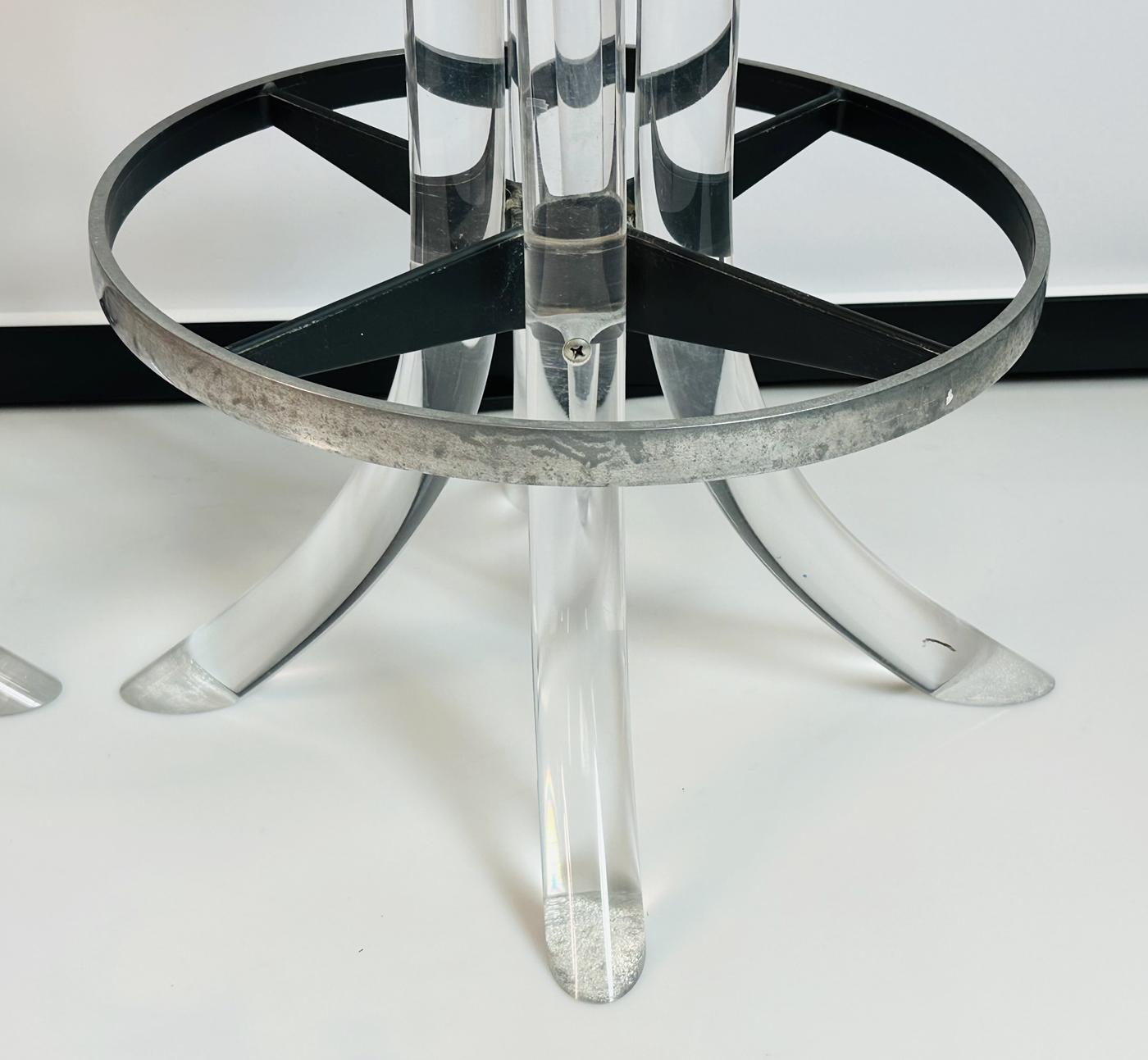 Set of 3 Lucite TUSK Barstools after Charles Hollis Jones, USA 1970s For Sale 4