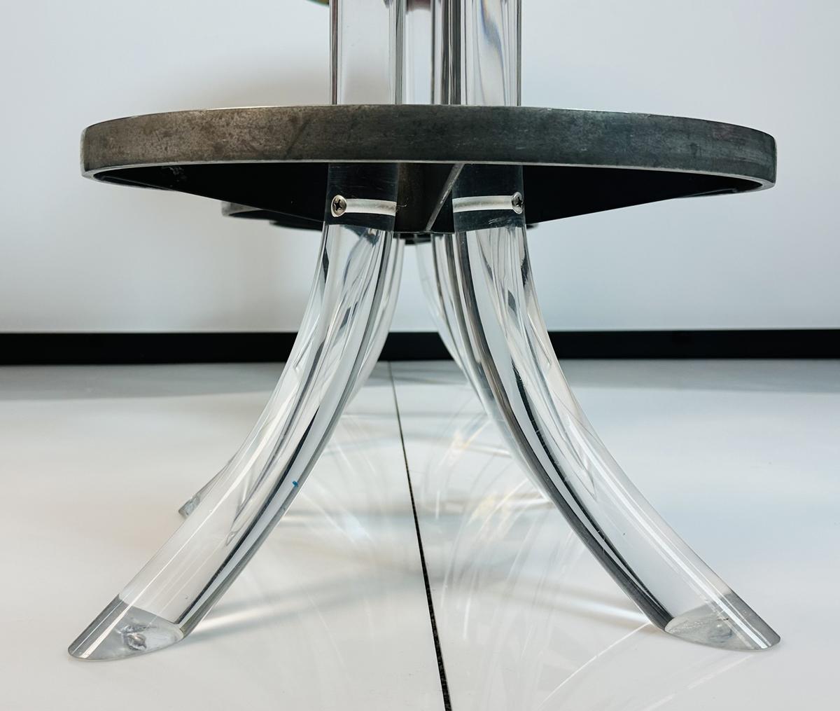 Set of 3 Lucite TUSK Barstools after Charles Hollis Jones, USA 1970s For Sale 5