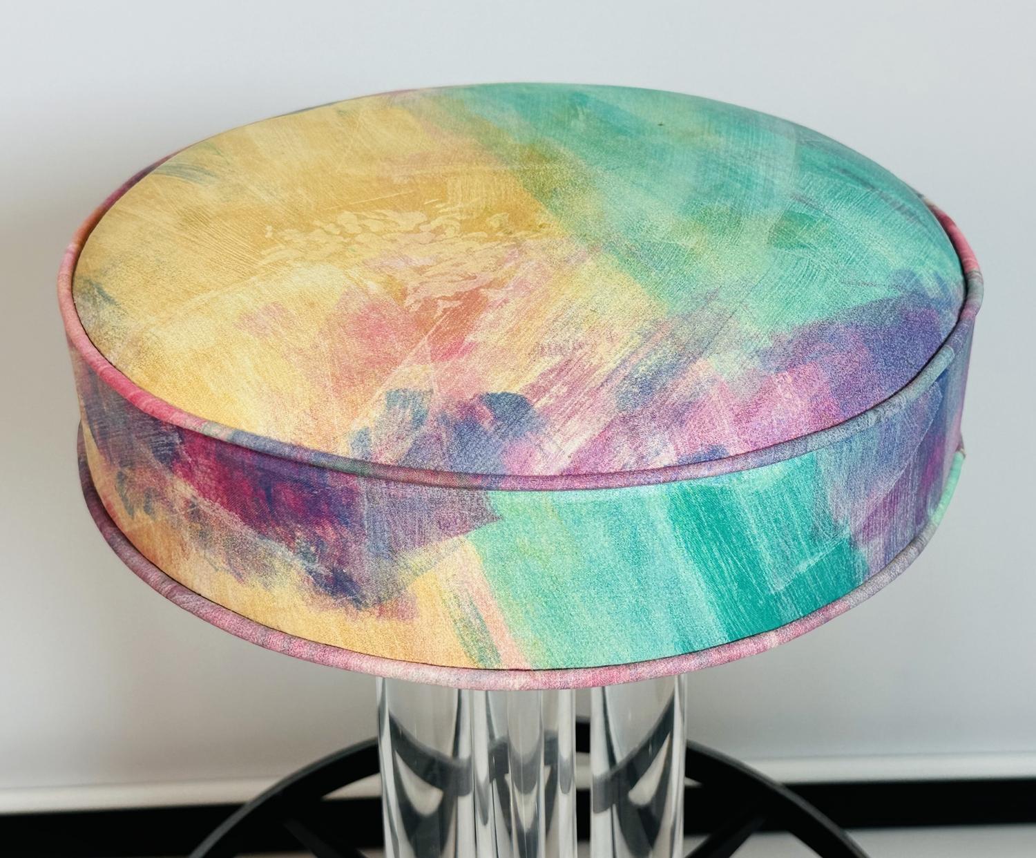 Set of 3 Lucite TUSK Barstools after Charles Hollis Jones, USA 1970s For Sale 1