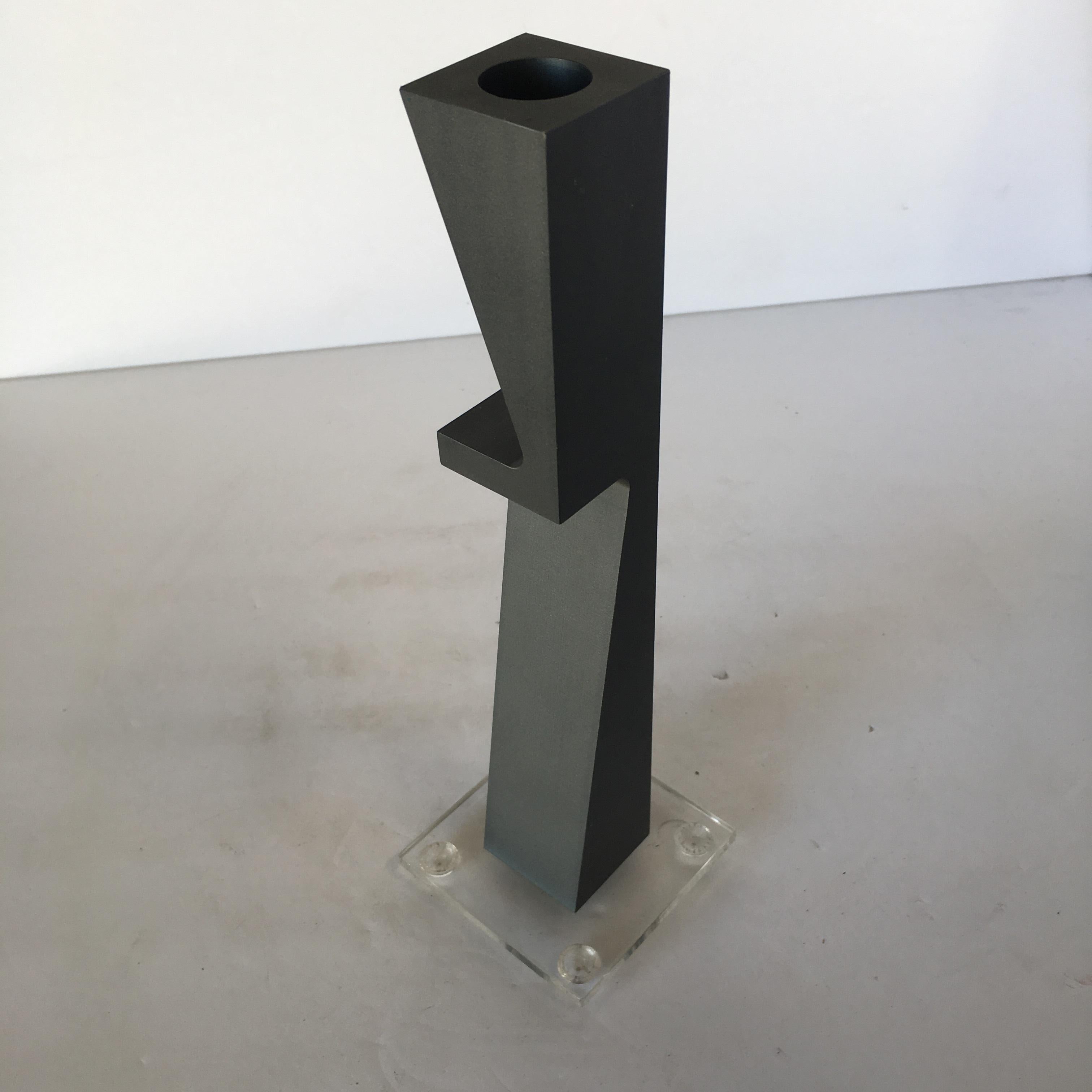 Set of 3 Machined Metal Candlestick Holder by Zelig Segal 2