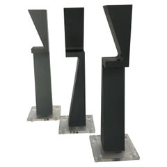 Set of 3 Machined Metal Candlestick Holder by Zelig Segal