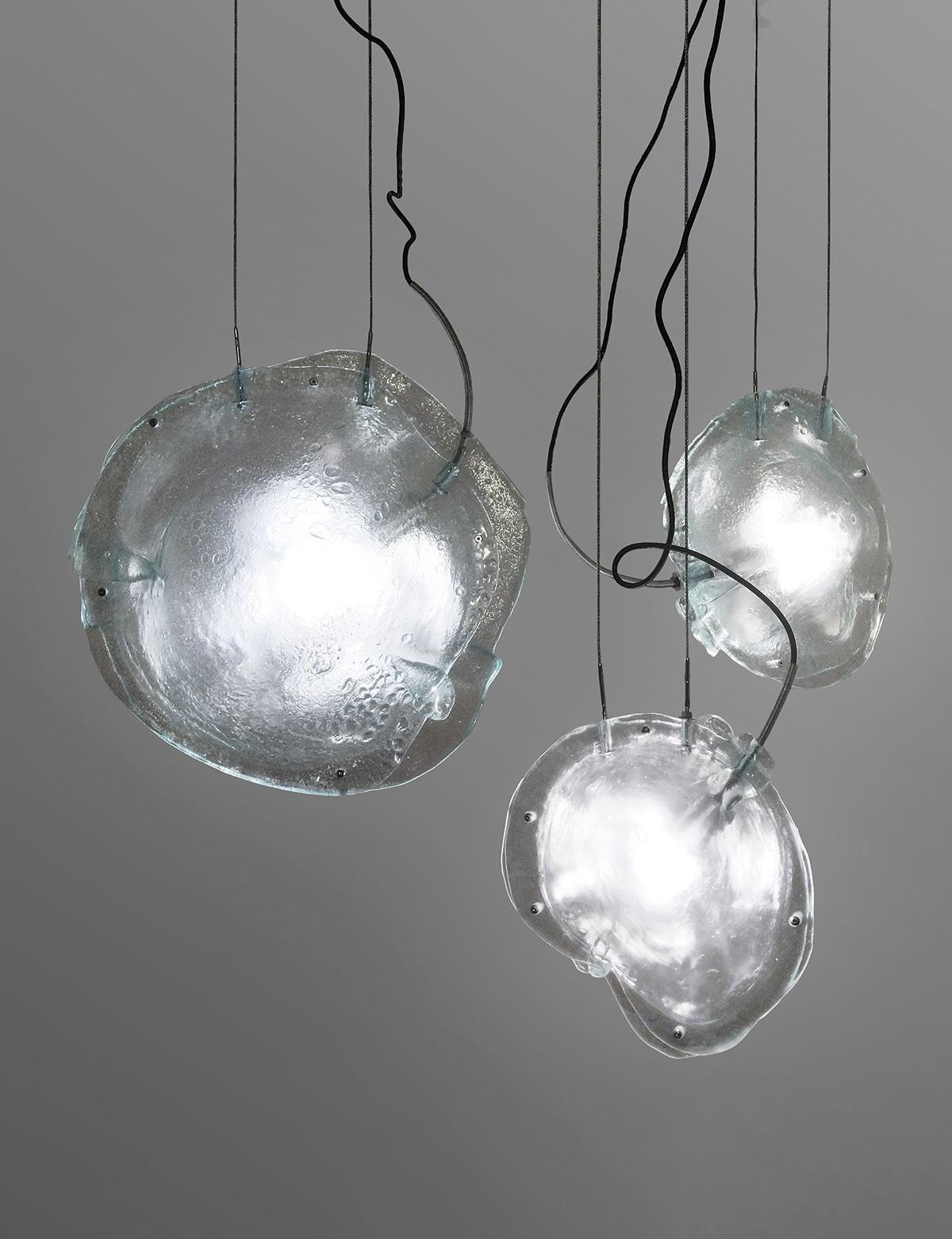Postmoderne Lot de 3 lampes à suspension Madreperla Familia par A Moreno en vente