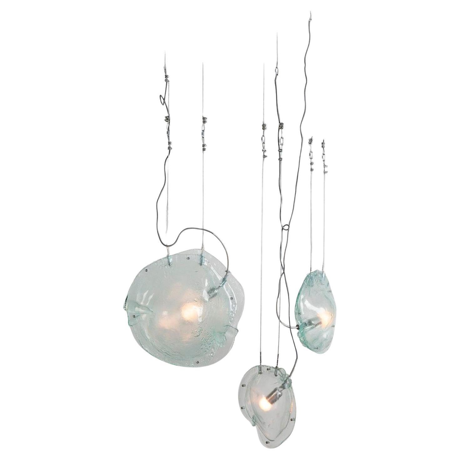 Lot de 3 lampes à suspension Madreperla Familia par A Moreno en vente