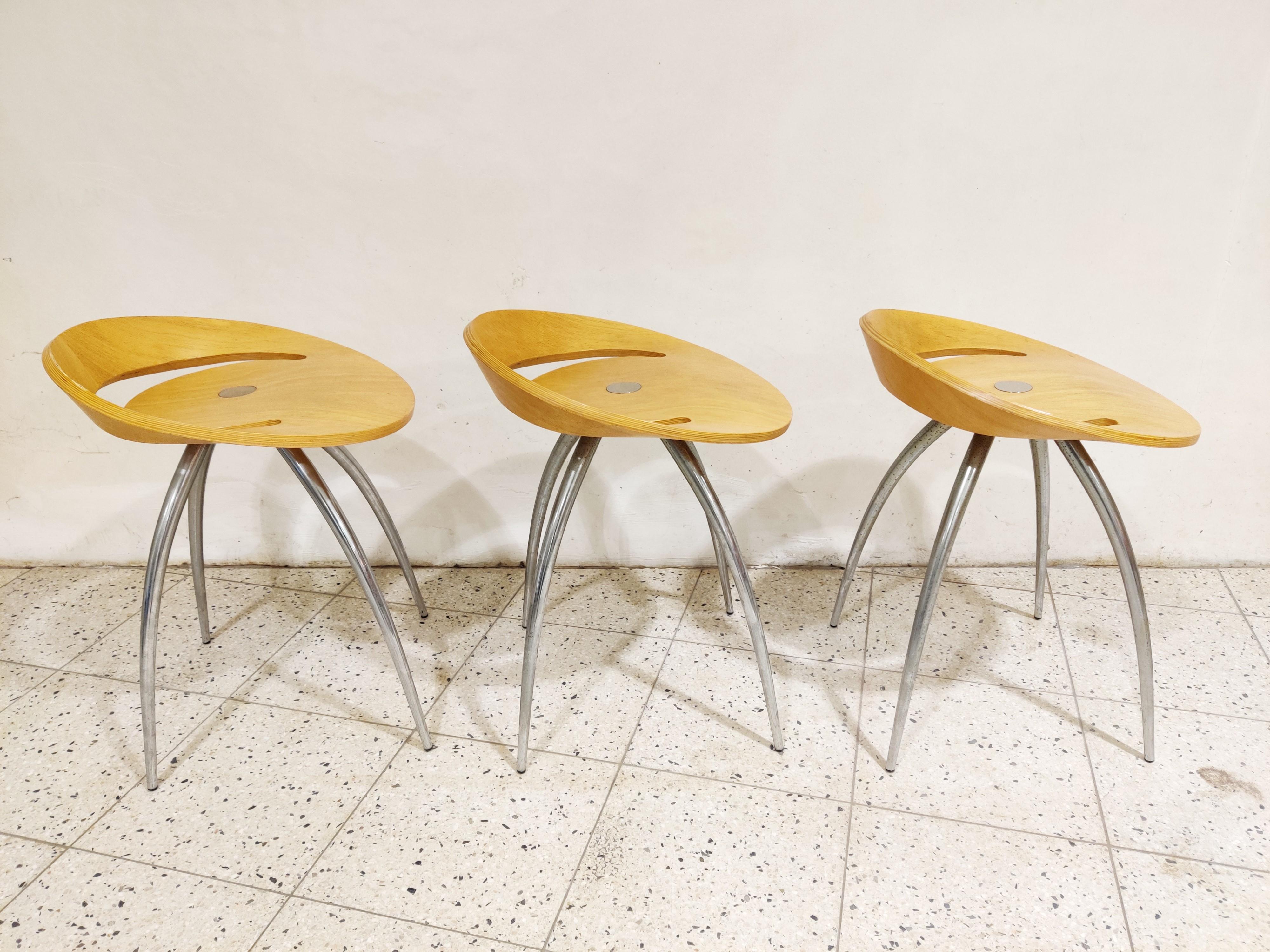 Set of 3 Magis Lyra Stools by Design Group Italia, 1990s In Good Condition In HEVERLEE, BE