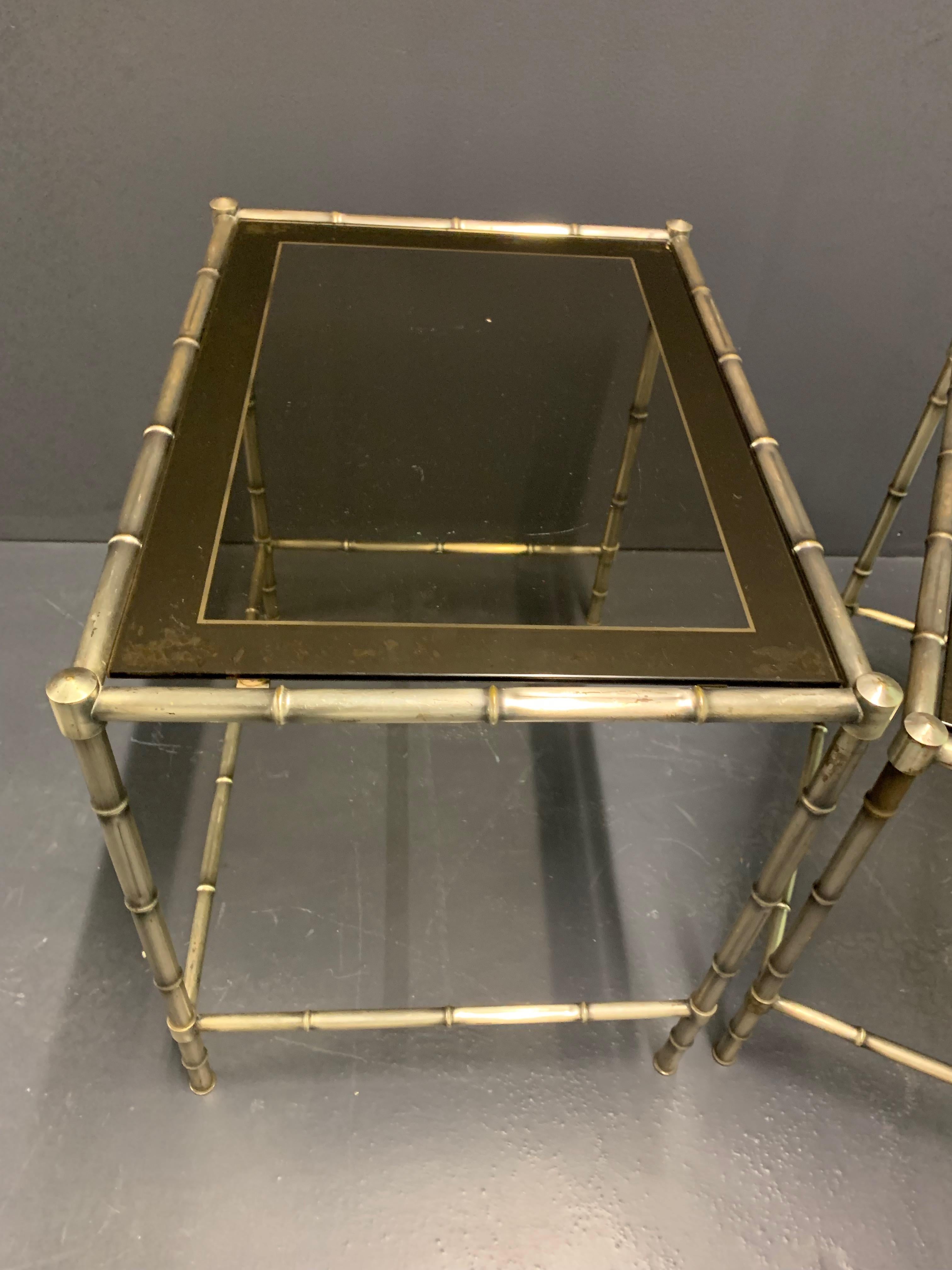 Ensemble de 3 tables gigognes de style bambou de la Maison Bagues en vente 6