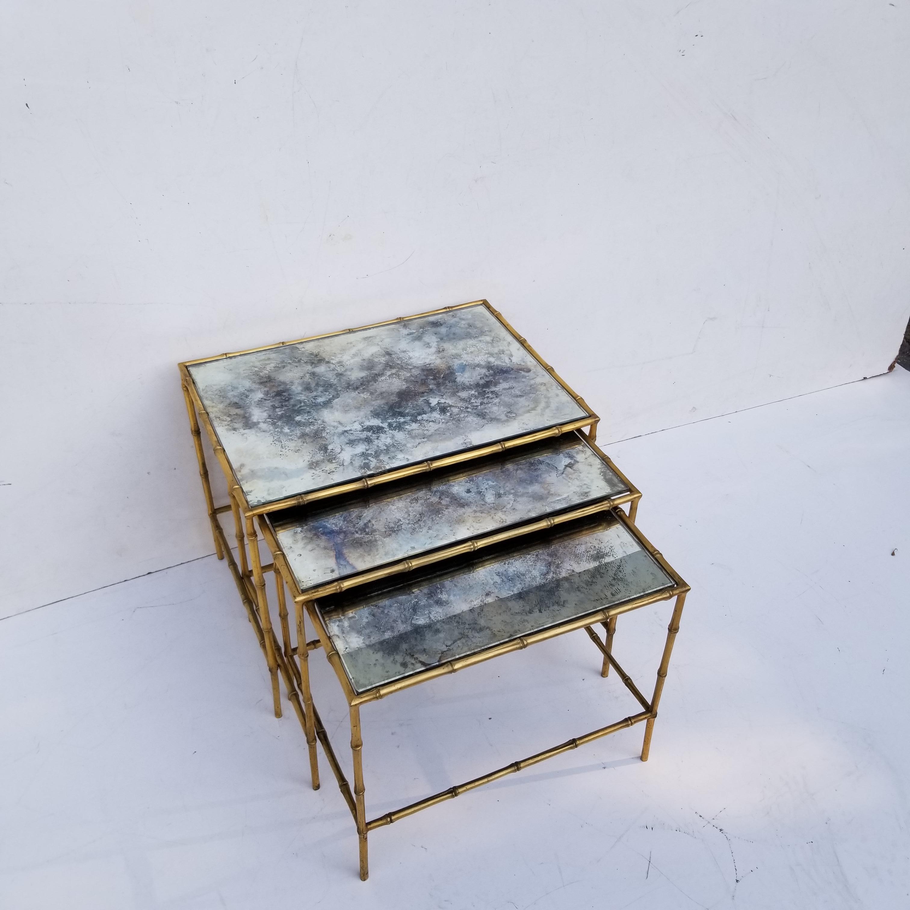 Set of 3 Maison Baguès Nesting Table For Sale 5