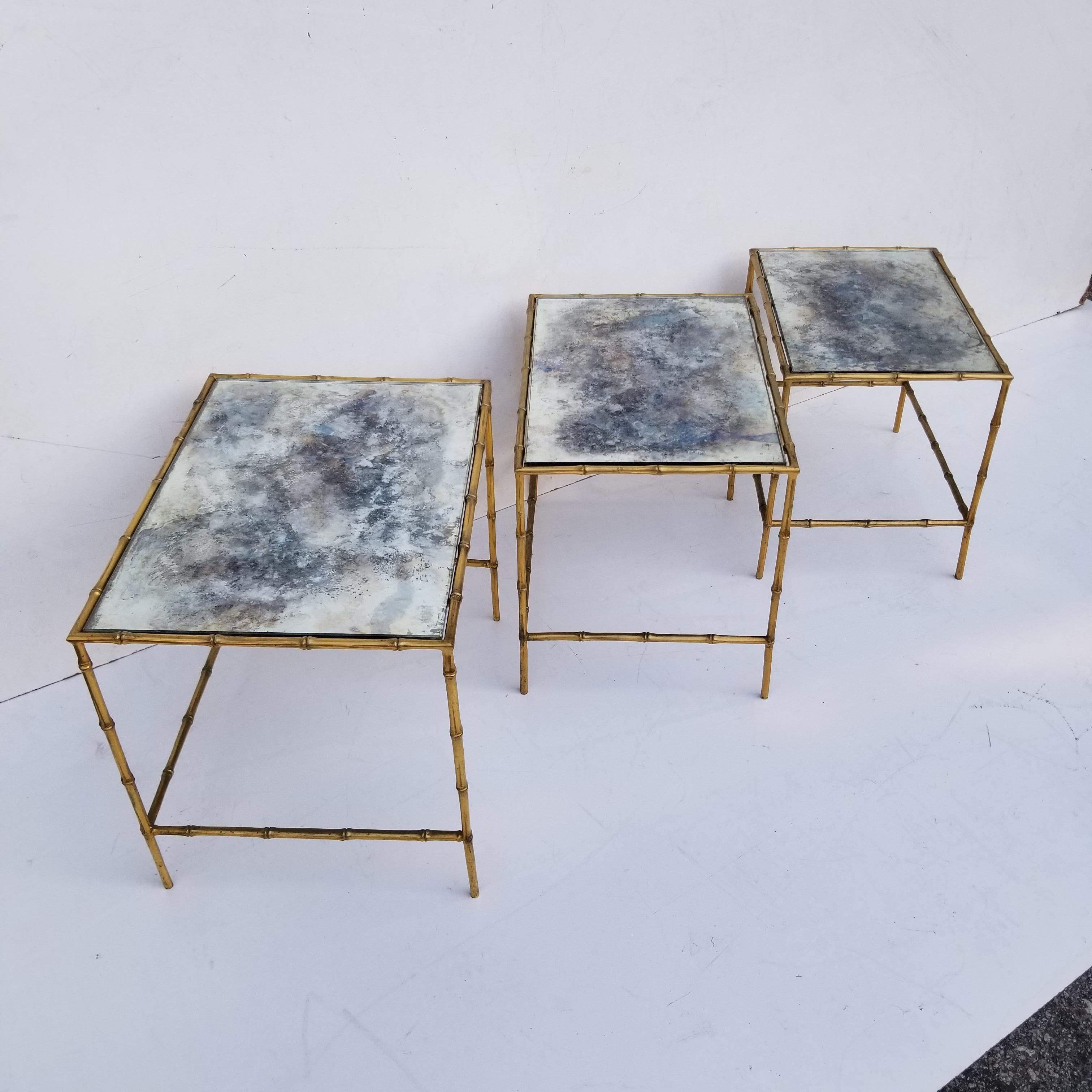 Set of 3 Maison Baguès Nesting Table For Sale 6