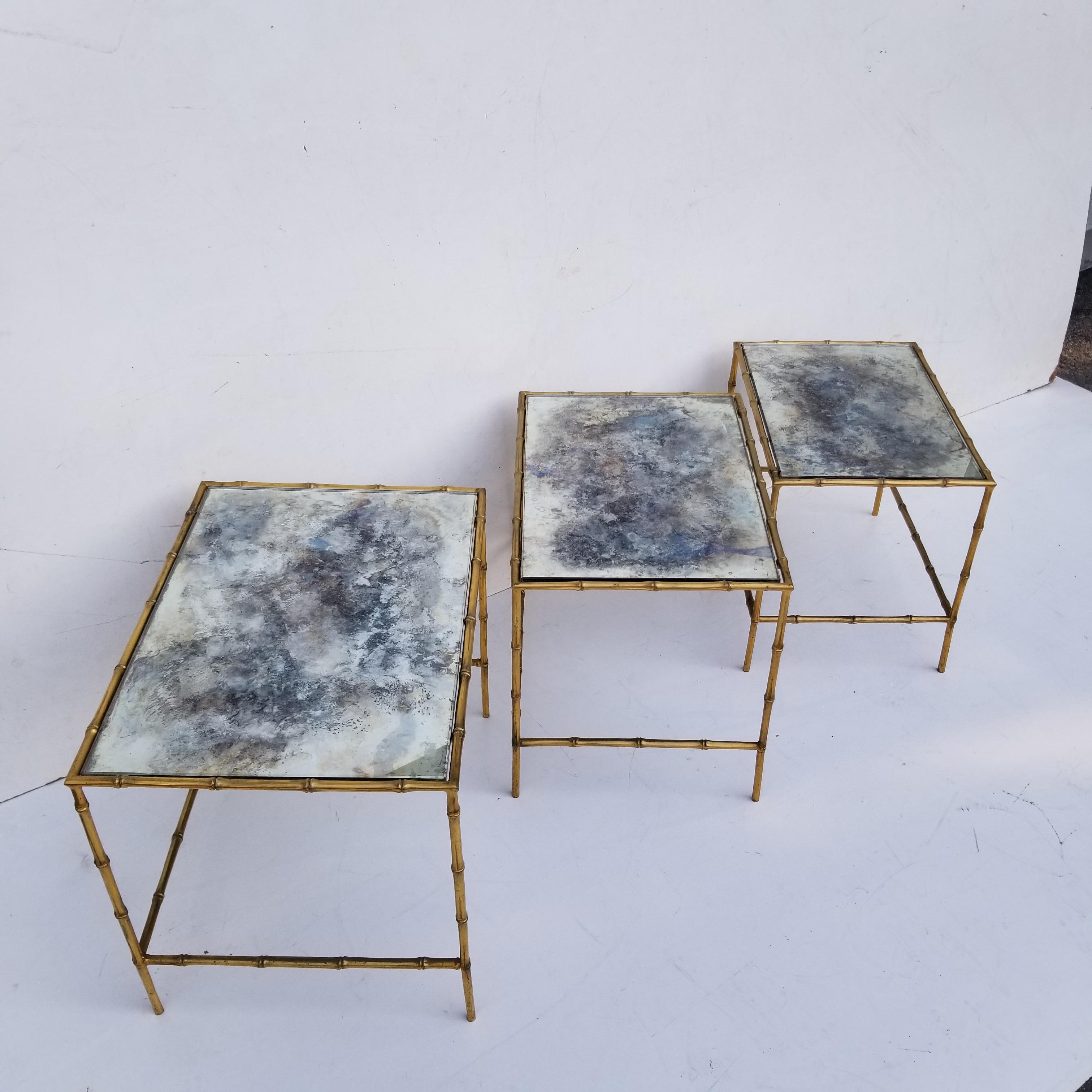 Set of 3 Maison Baguès Nesting Table For Sale 1