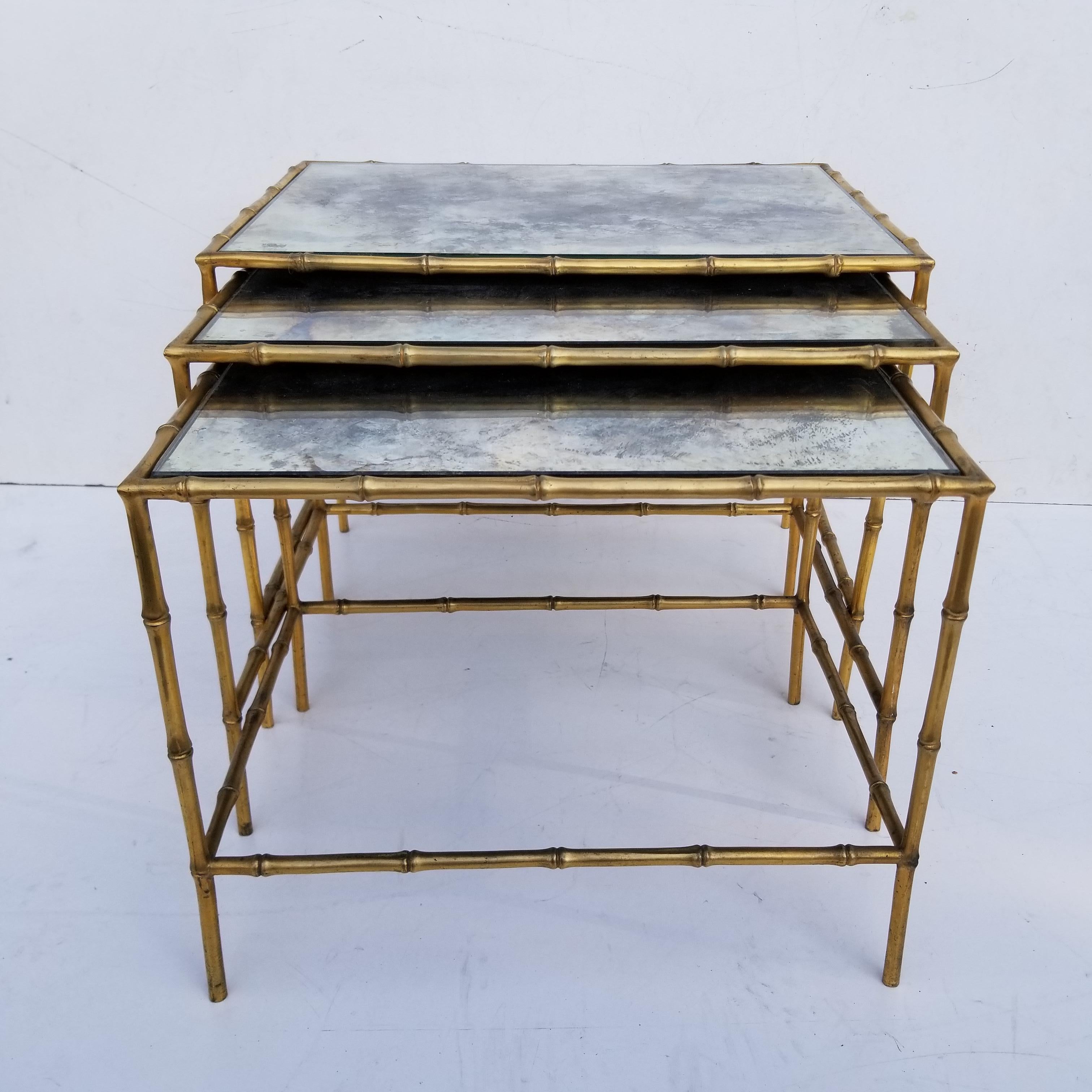 Set of 3 Maison Baguès Nesting Table For Sale 2