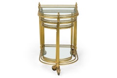 Ensemble de 3 tables gigognes en laiton de la Maison Jansen, datant du milieu du siècle dernier