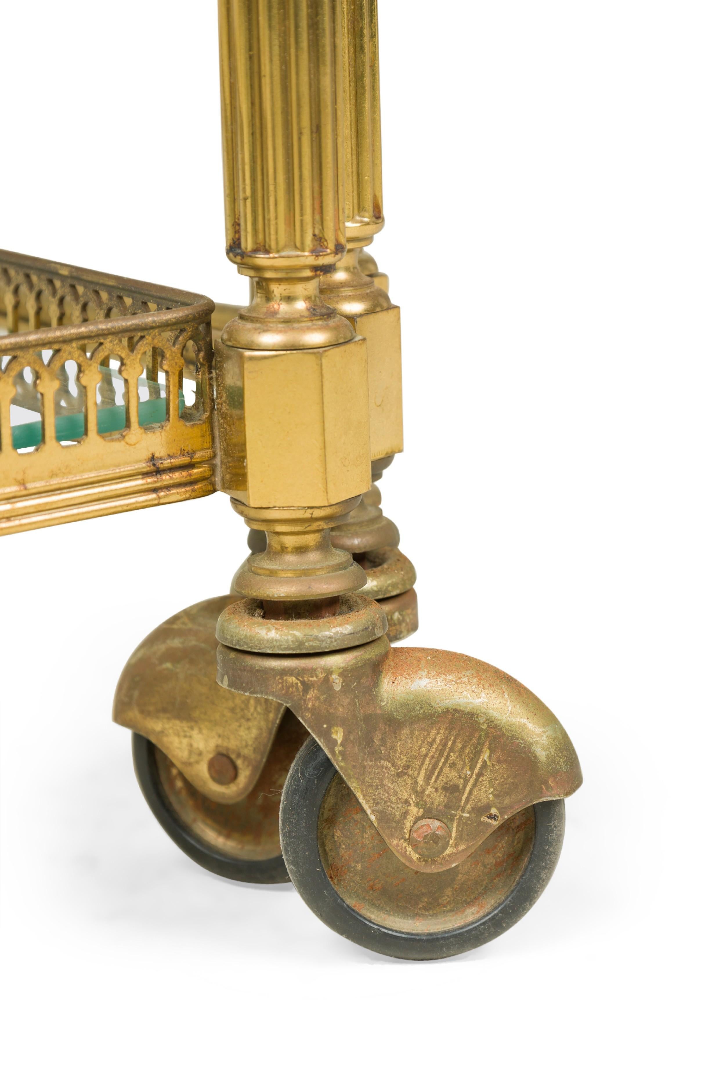 Set of 3 Maison Jansen Mid-Century French Brass Rolling Nesting Tables For Sale 2