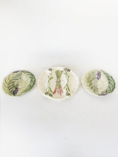 Set di 3 piatti in maiolica e porcellana, Francia, 1960