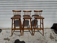 Set of 3 Maple Spindle Back Barstools