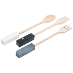 Set of 3 Marble and Wood Kitchen Utensil