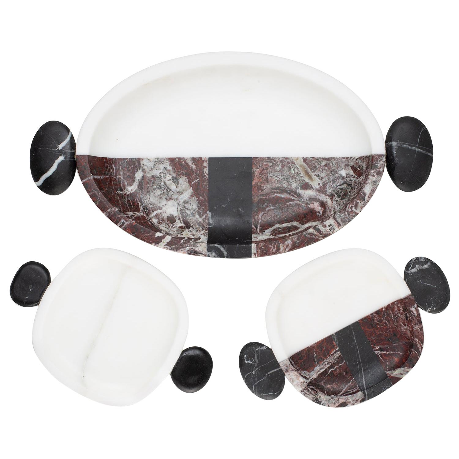 Set of 3 Marble Small Plates and Tray by Matteo Cibic
