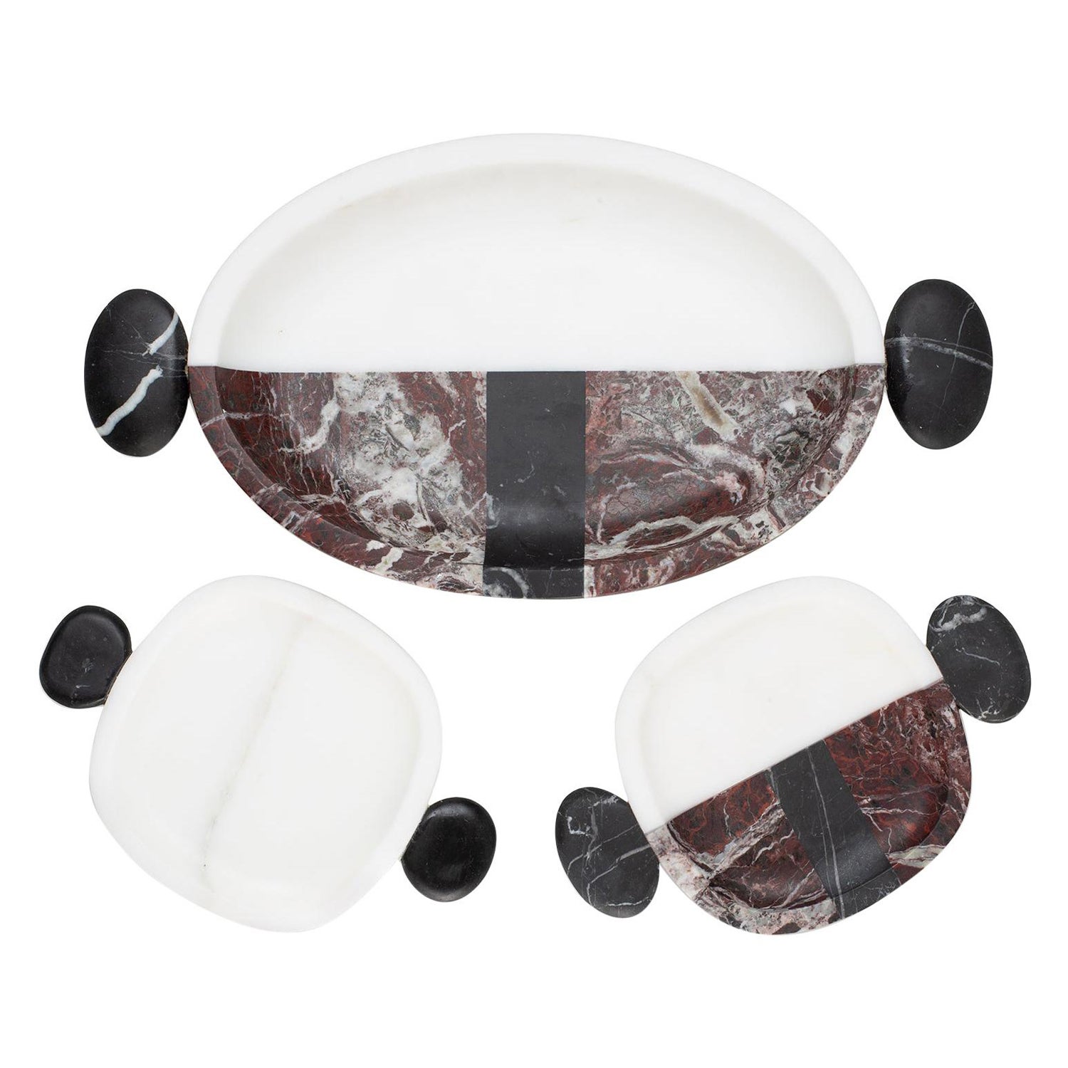 Set of 3 Marble Small Plates and Tray by Matteo Cibic For Sale