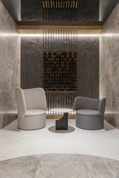 Ensemble de 3 tables en marbre aux finitions en bois et en métal personnalisées