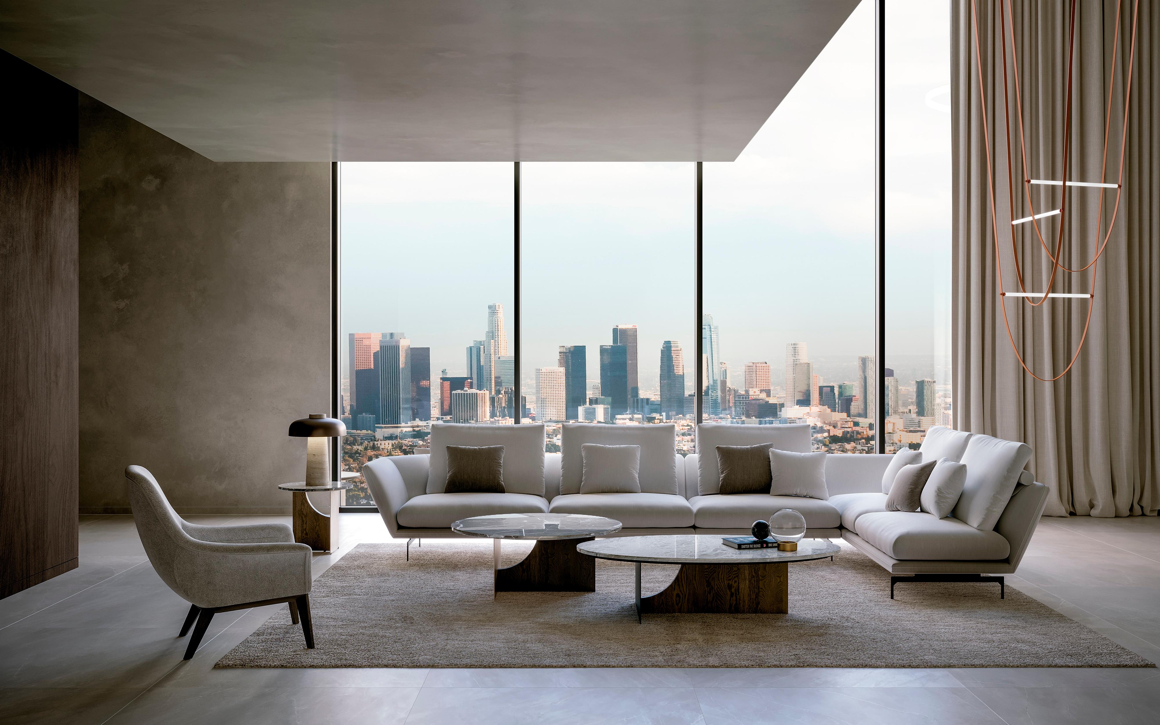 Set of 3 Marble Tables in Custom Wood and Metal Finishes In New Condition For Sale In NEW YORK, NY