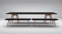 Set of 3 Marina Black Dining Table and Benches by Cools Collection