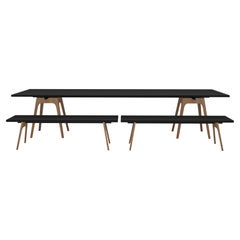 Set of 3 Marina Black Dining Table and Benches by Cools Collection