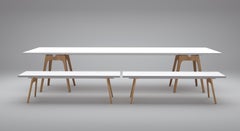 Set of 3 Marina White Dining Table and Benches by Cools Collection