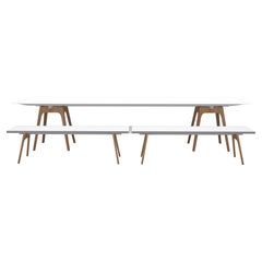 Set of 3 Marina White Dining Table and Benches by Cools Collection