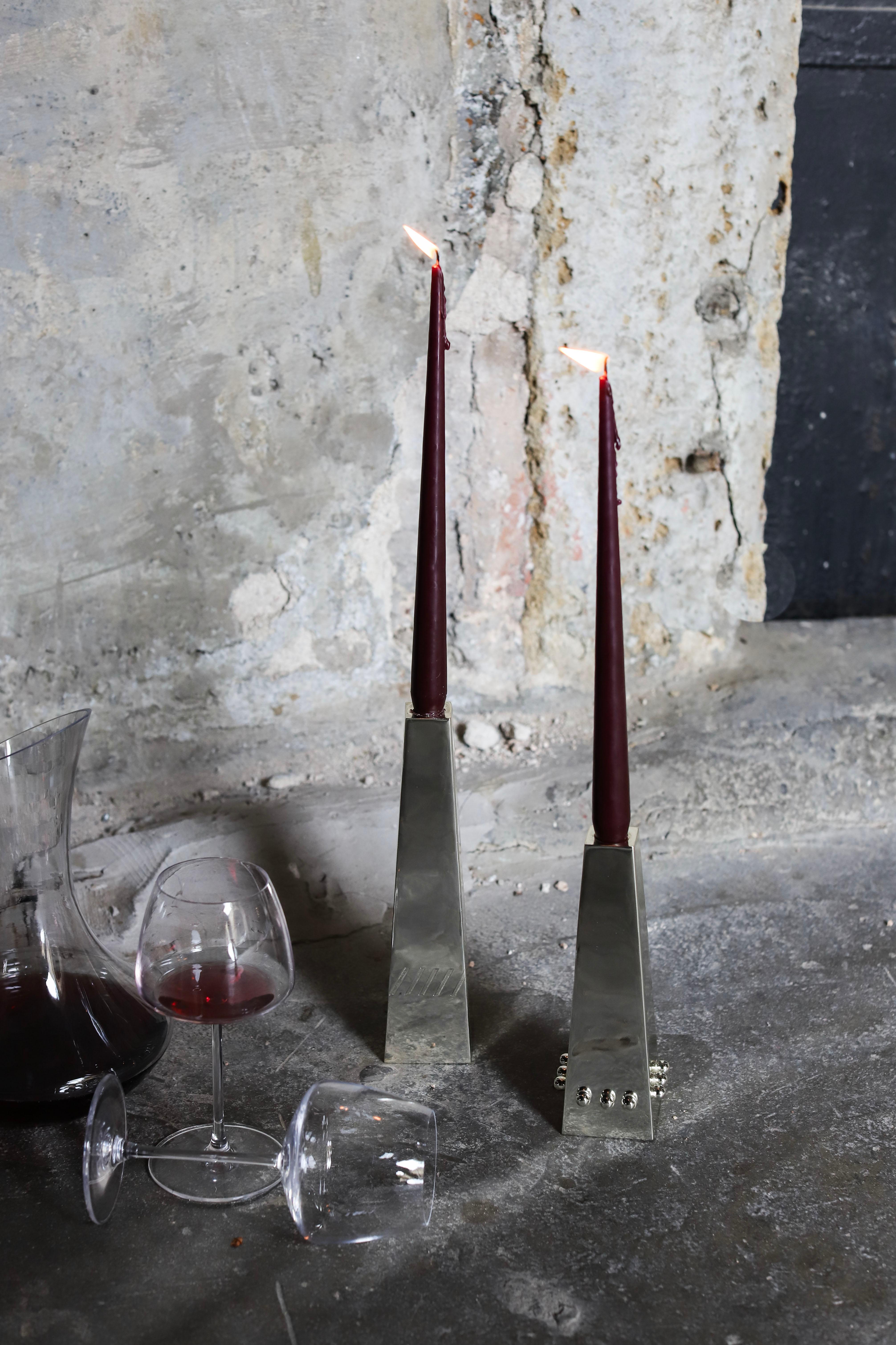 Set Of 3 Marri Candleholders in Silver-Plated Brass by Marau In condizioni Nuovo in vendita a Geneve, CH