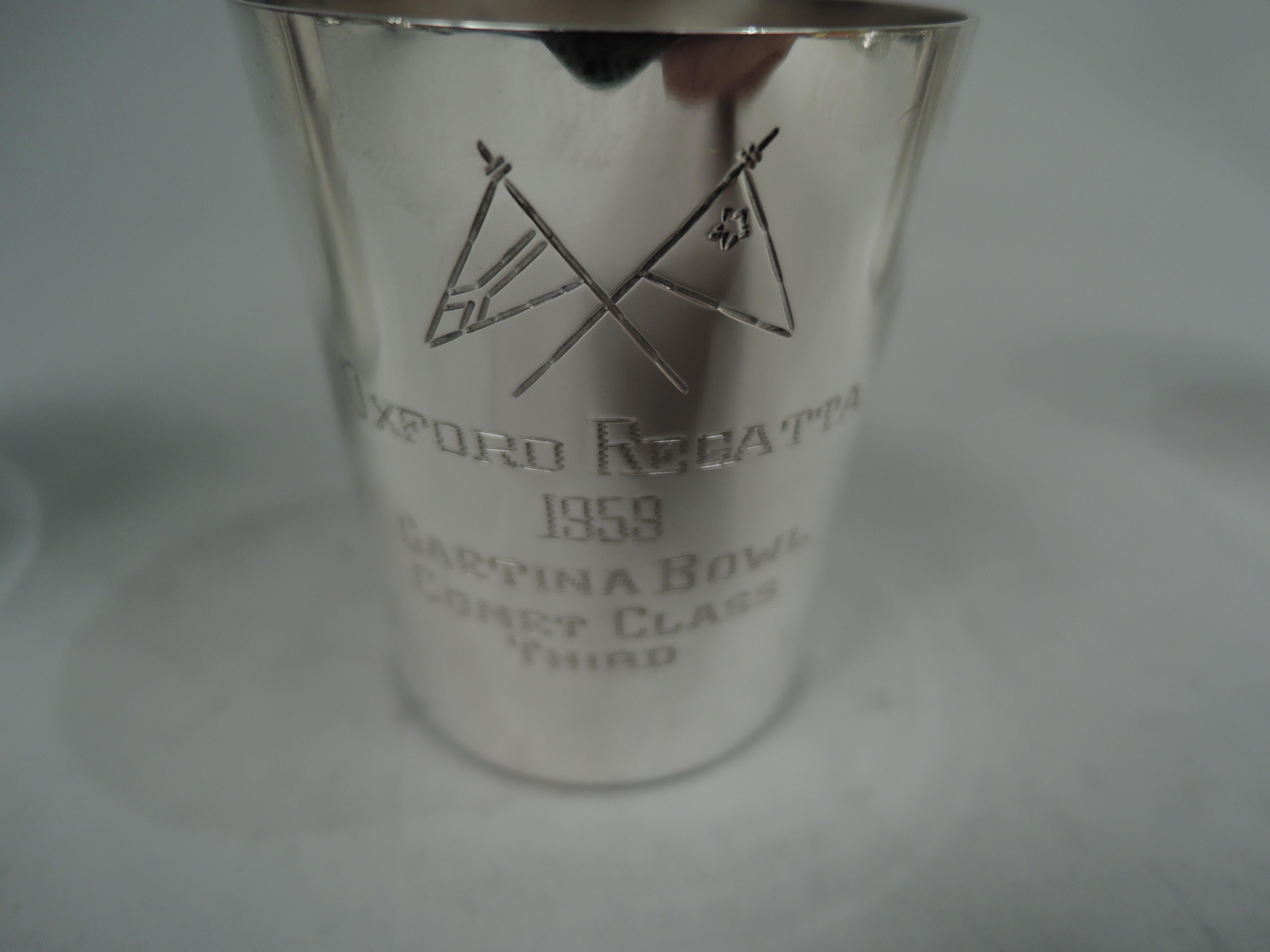 American Set of 3 Maryland Midcentury Yacht Club Shot Glasses For Sale