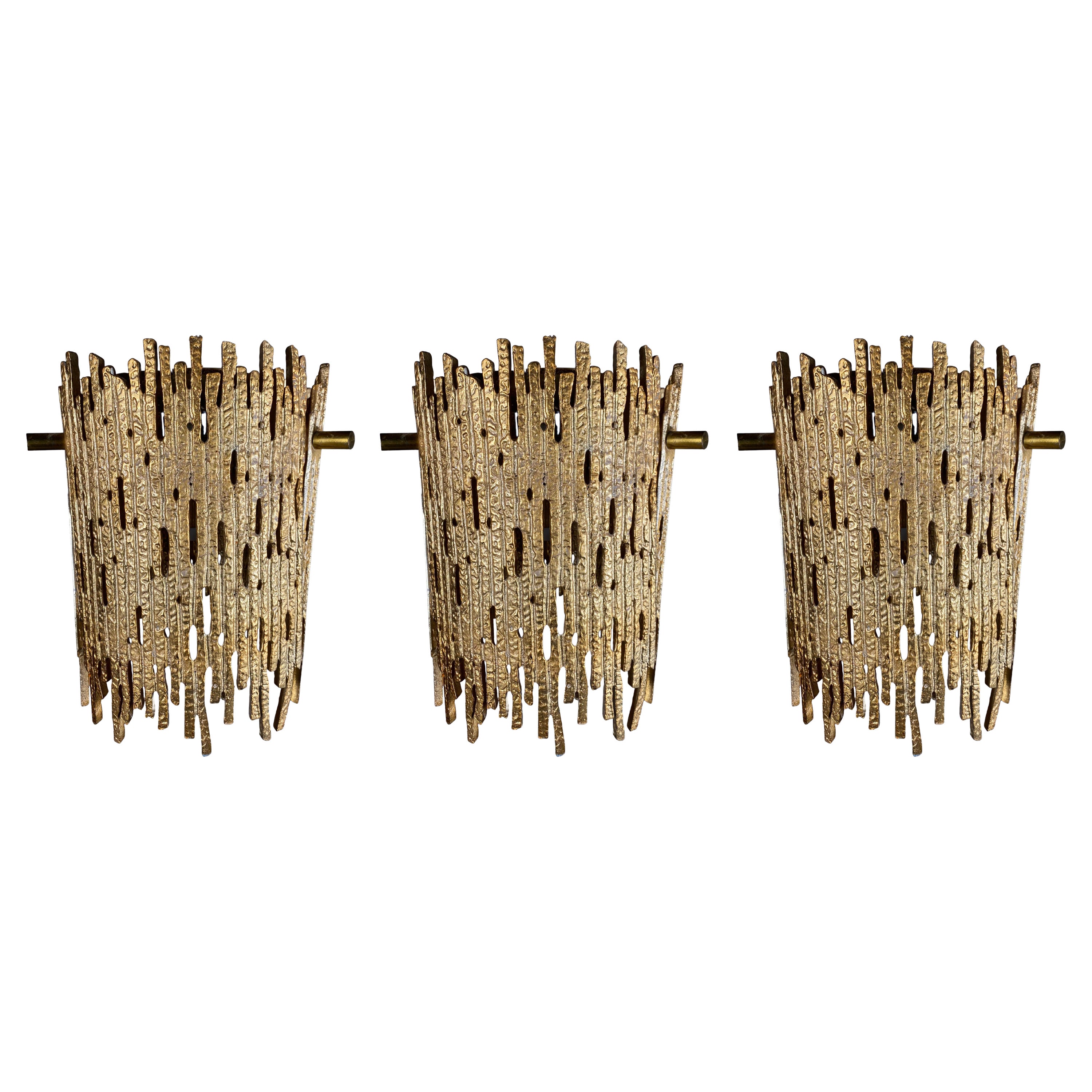 Set of 3 Matching Brutalist Hanging Pendant Lamps by MOE Lighting