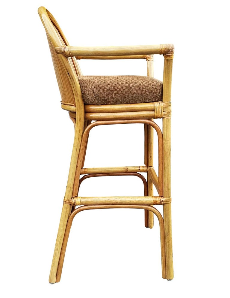 Set of 3 Matching MidCentury Modern Rattan or Bamboo Bar Stools at 1stDibs
