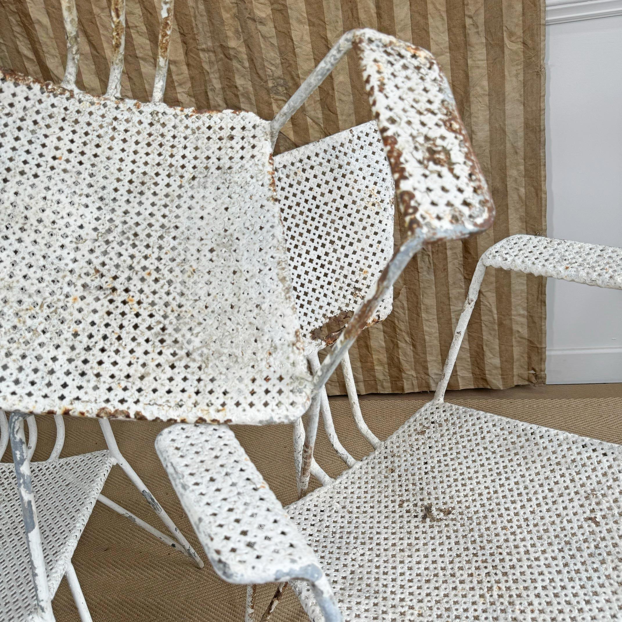 Set of 3 Mathieu Matégot Perforated Sheet and Tubular Metal Chairs For Sale 4