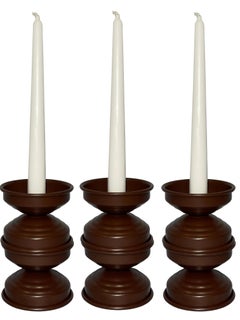 Juego de 3 Candeleros de Aluminio Chocolate Mate, Diseño Minimalista Italiano, Década de 2020