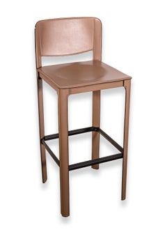 Set of 3 Matteo Grassi 1970s Post Modern Beige Italian Leather Barstools