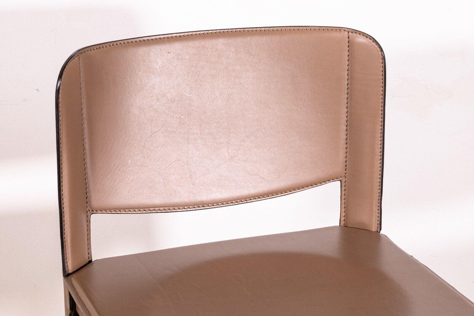 Set of 3 Matteo Grassi 1970s Post Modern Beige Italian Leather Barstools For Sale 2