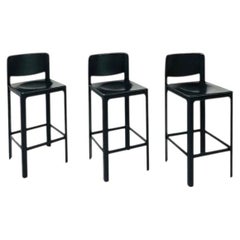 Set of 3 Matteo Grassi Leather Counter Stools