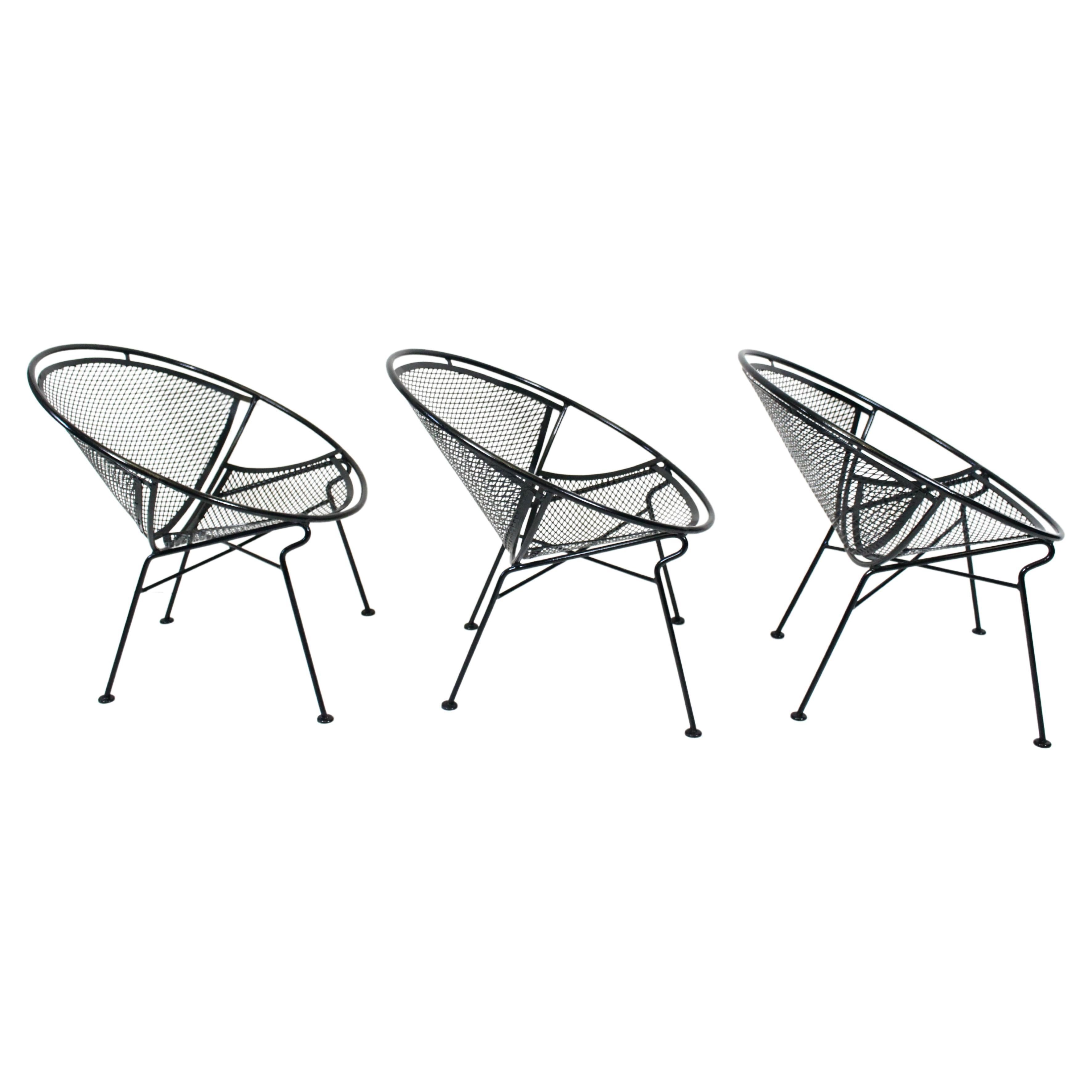 Set of 3 Maurizio Tempestini for Salterini Black "Radar" Lounge Chairs, 1950's For Sale