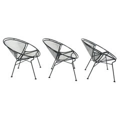 Set of 3 Maurizio Tempestini for Salterini Black "Radar" Lounge Chairs, 1950's