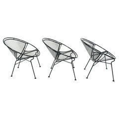 Vintage Set of 3 Maurizio Tempestini for Salterini Black "Radar" Lounge Chairs, 1950's