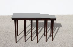Set of 3 MCM Russel Wright for Conant Ball Maple Nesting Tables in Dark Brown