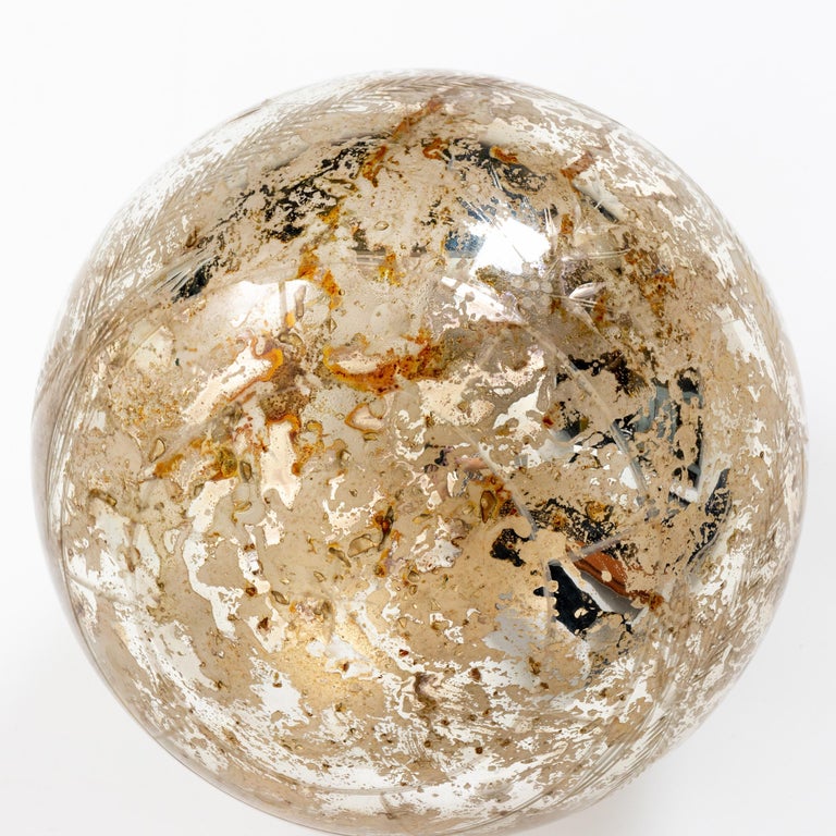 Set of 3 Mercury Glass Decorative Balls For Sale at 1stDibs