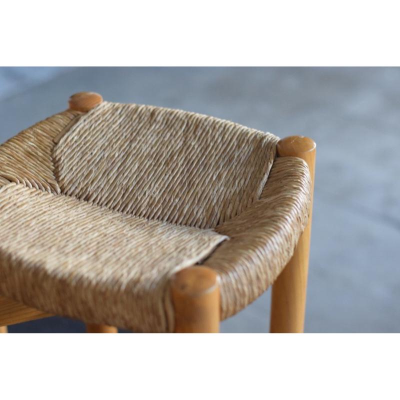 Set of 3 Meribel Chairs and Stool by Charlotte Perriand, 1960s For Sale 3