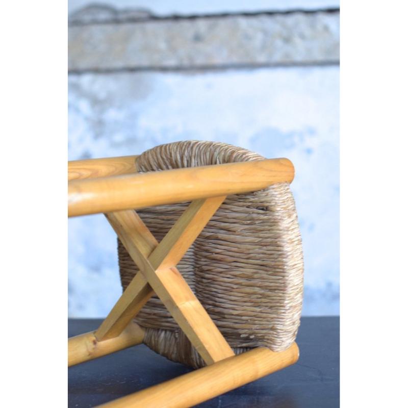 Set of 3 Meribel Chairs and Stool by Charlotte Perriand, 1960s For Sale 9