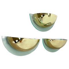 Set of 3 Metal + acryl glass post modern wall light by Hustadt Leuchten, 1980s