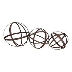Set of 3 Metal Architectural Garden Spheres