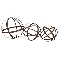 Set of 3 Metal Architectural Garden Spheres