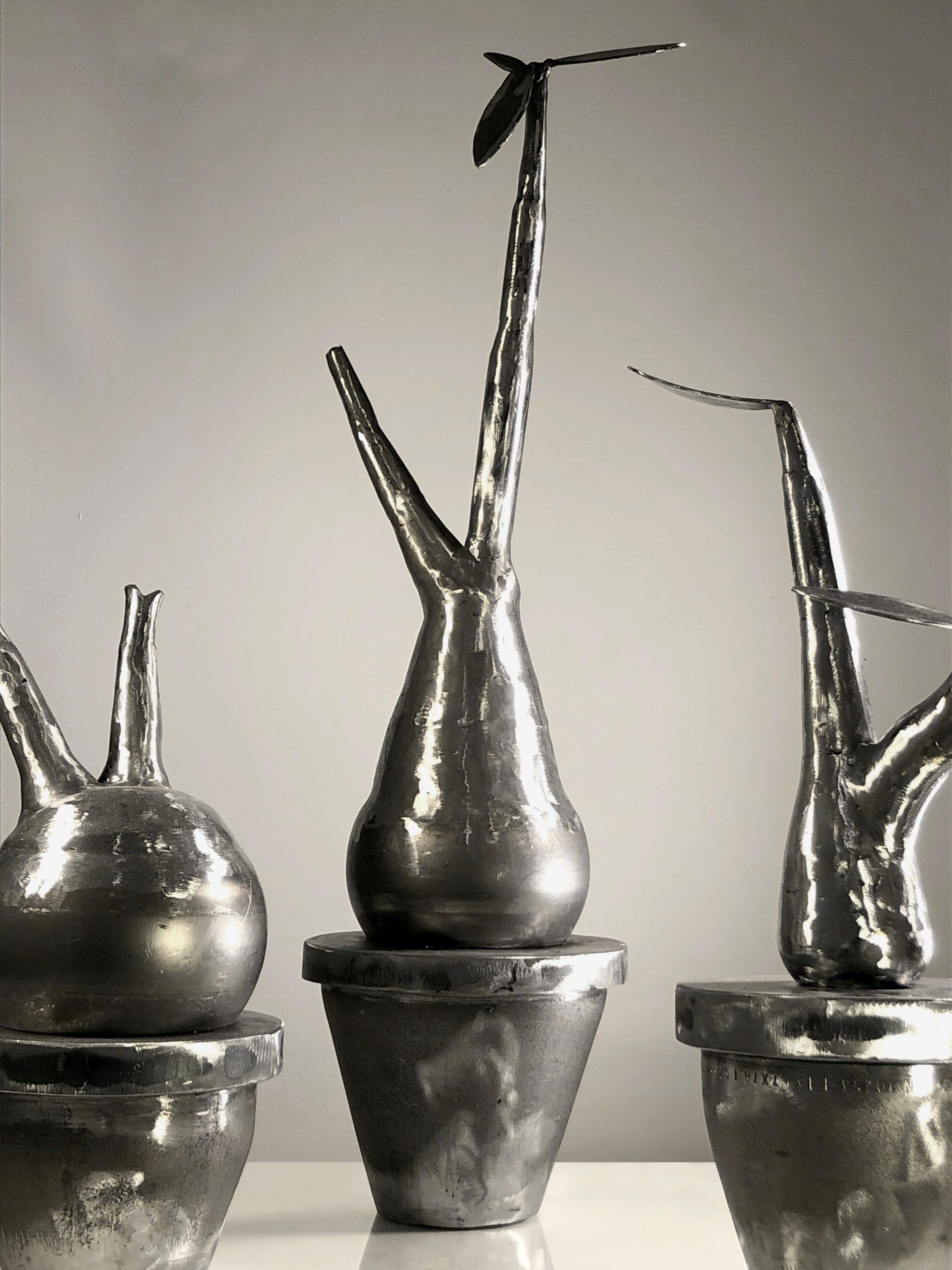 Satz von 3 Metall PLANTS Contemporary BRUTALIST SCULPTURES von ESOJ Frankreich 2020 im Angebot 6