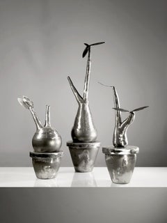 Set of 3 Metal PLANTS Contemporary BRUTALIST SCULPTURES by ESOJ France 2020